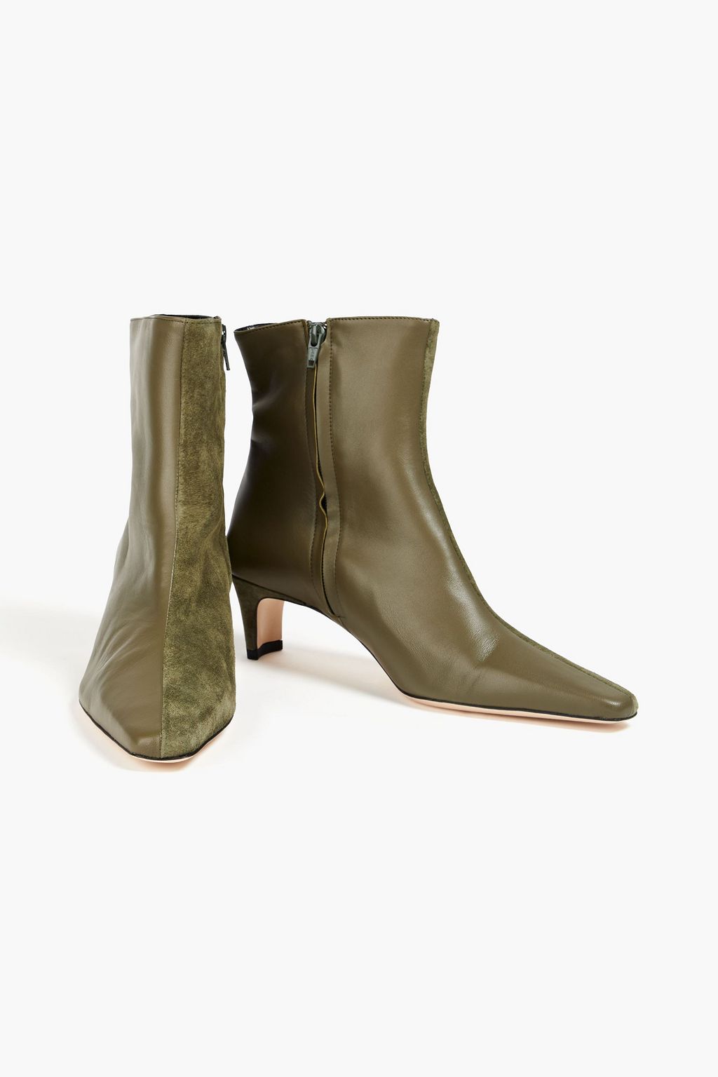 STAUD Wally suede and leather ankle boots