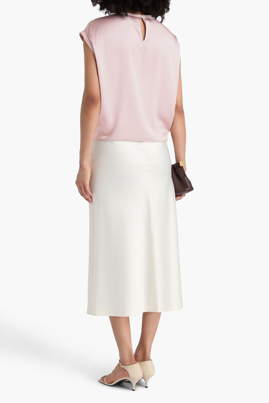BRUNELLO CUCINELLI Bead-embellished stretch-silk satin top