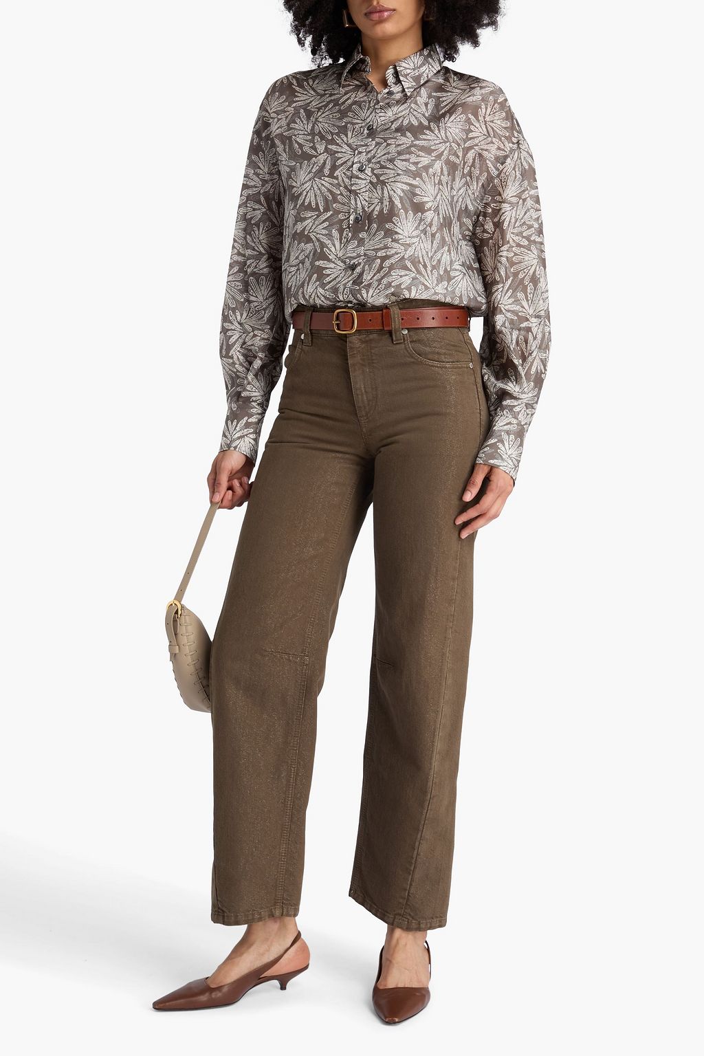 BRUNELLO CUCINELLI Printed silk-habotai shirt