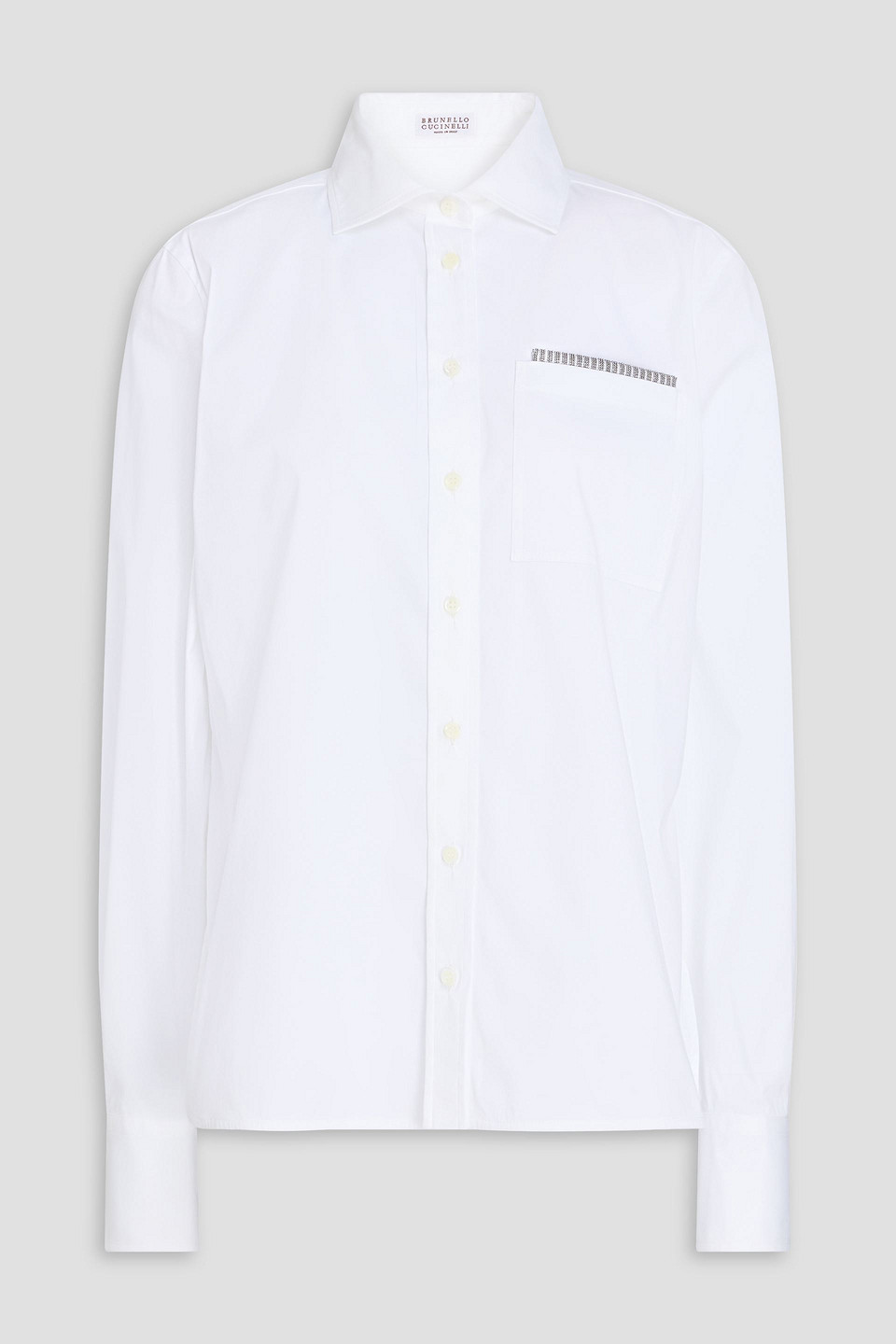 BRUNELLO CUCINELLI HEMD AUS POPELINE AUS EINER BAUMWOLLMISCHUNG MIT ZIERPERLEN