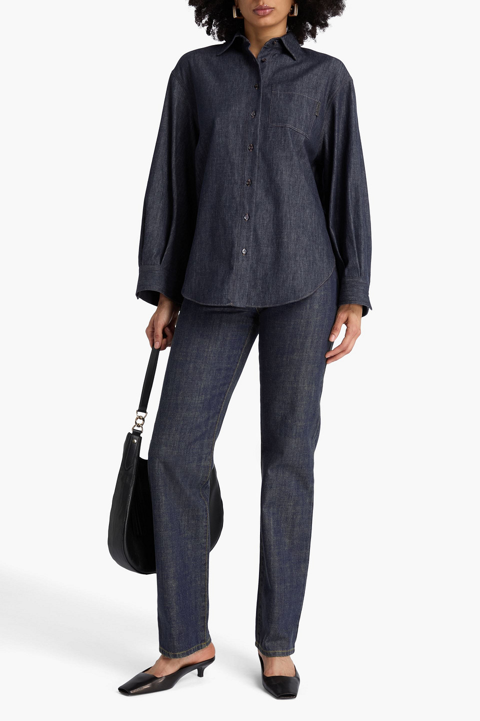  Brunello Cucinelli - Jeanshemd Mit Zierperlen - Blau - Xxs 