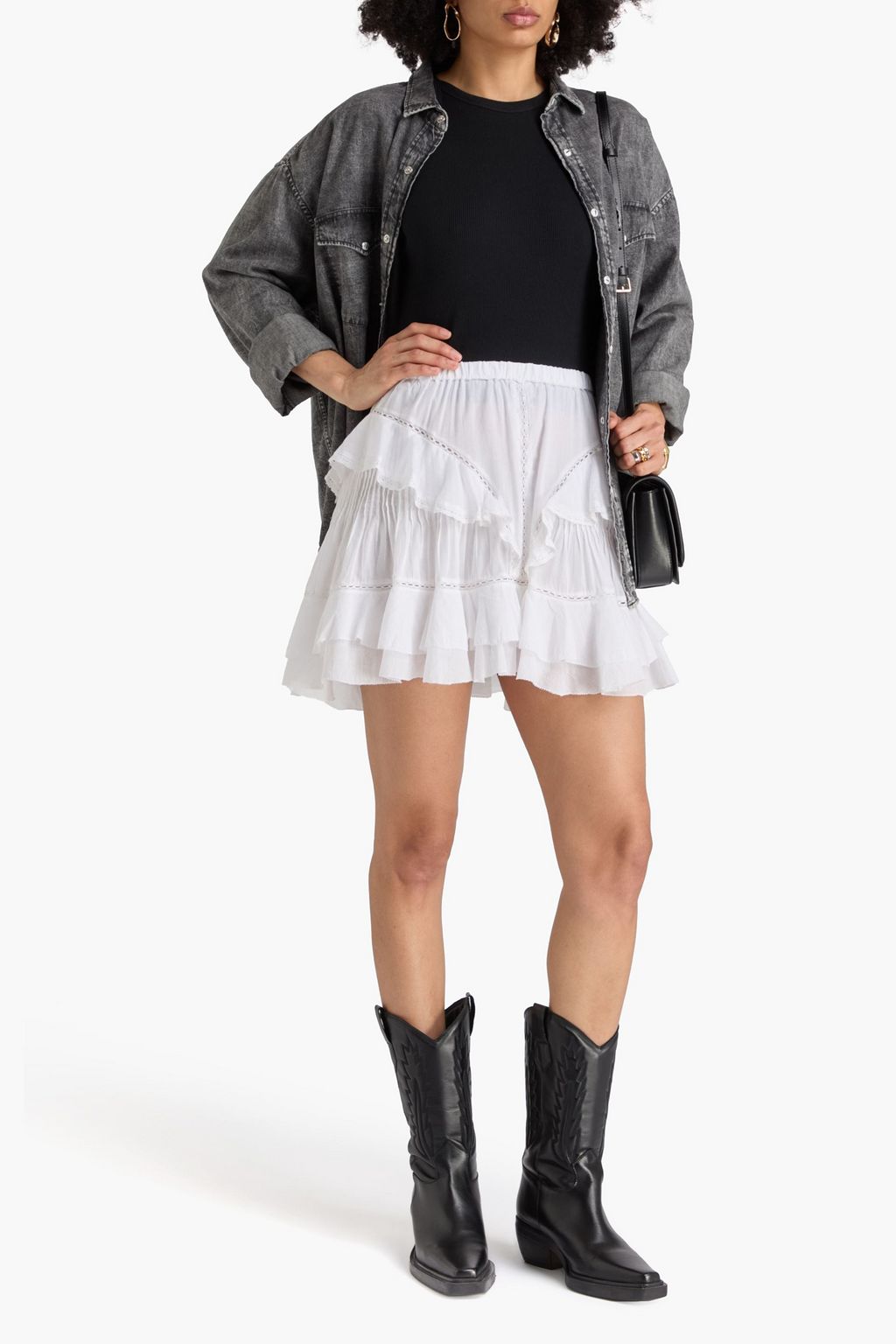MARANT ÉTOILE コットンボイル ミニスカート ピンタック入り