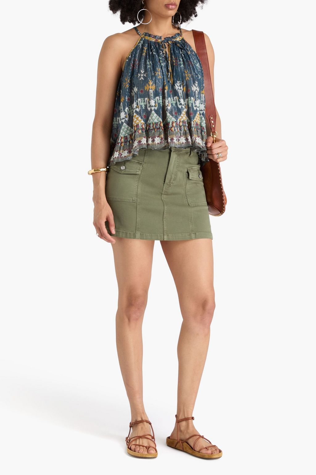 MARANT ÉTOILE コットン混ガーゼ トップス メタリック プリント入り