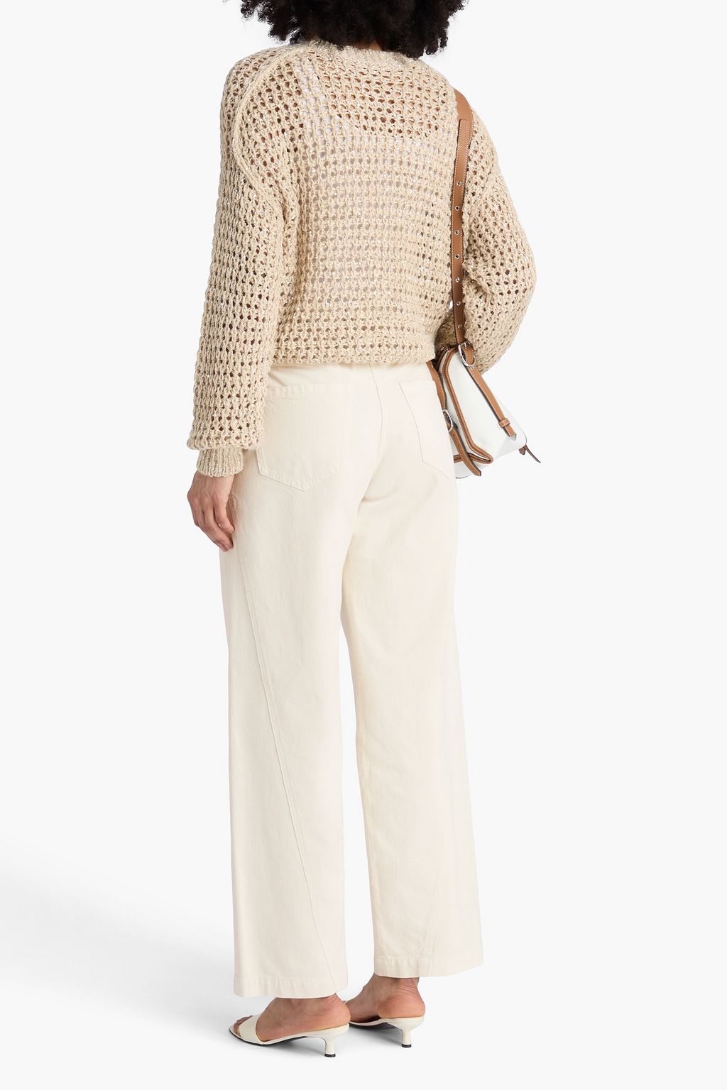 BRUNELLO CUCINELLI بنطال جينز بأرجل واسعة وخصر عالٍ
