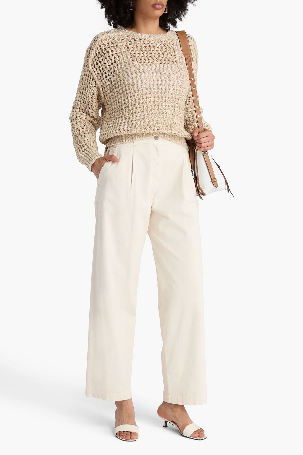 BRUNELLO CUCINELLI بنطال جينز بأرجل واسعة وخصر عالٍ