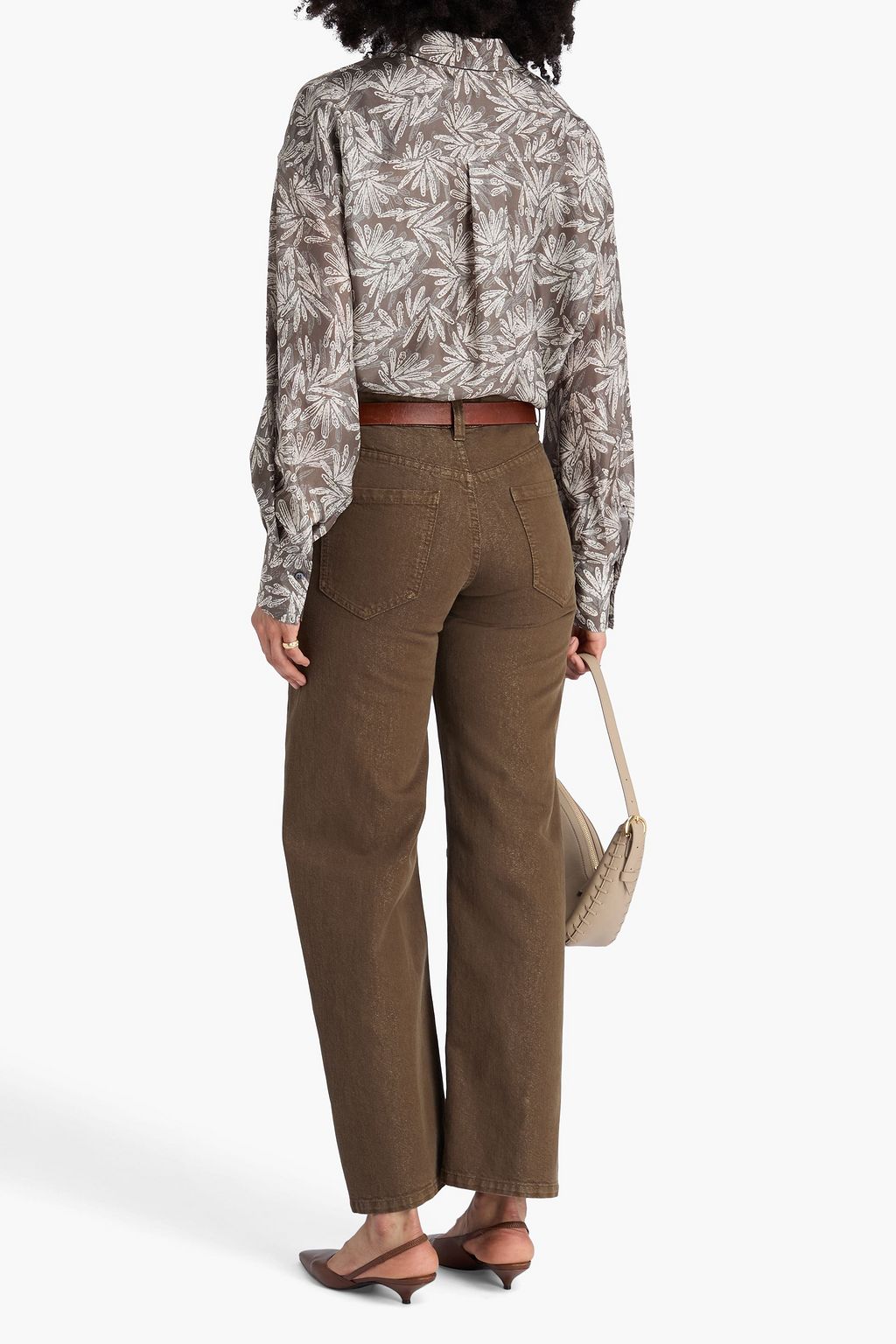 BRUNELLO CUCINELLI Halbhohe Jeans mit geradem Bein in Metallic-Optik