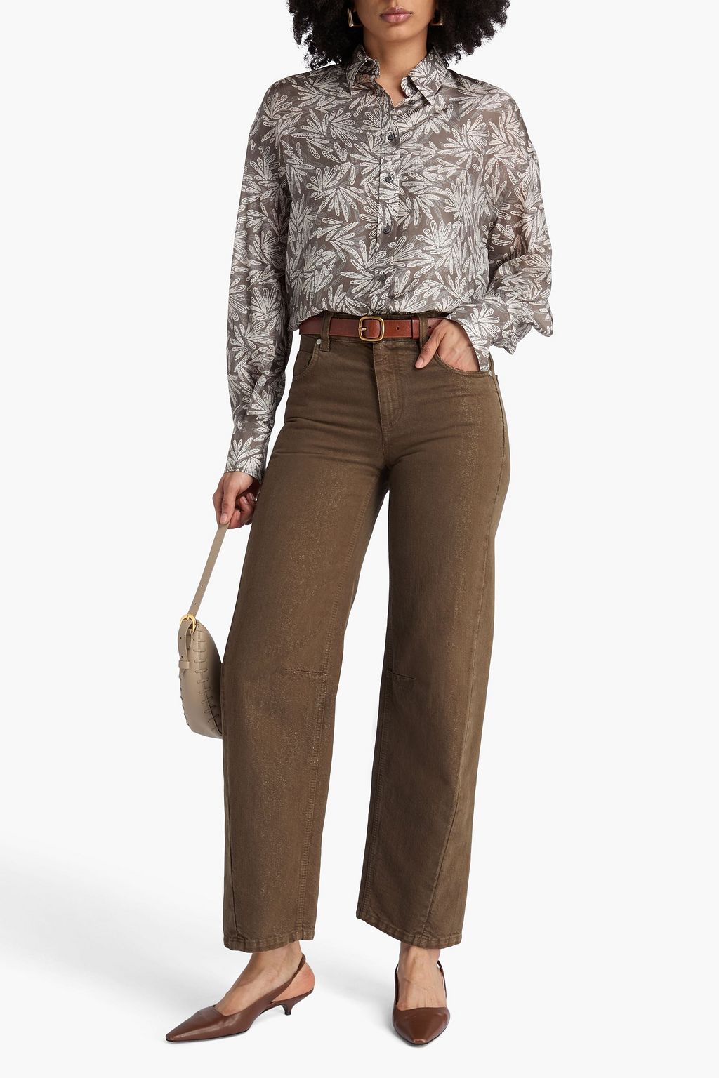 BRUNELLO CUCINELLI Halbhohe Jeans mit geradem Bein in Metallic-Optik