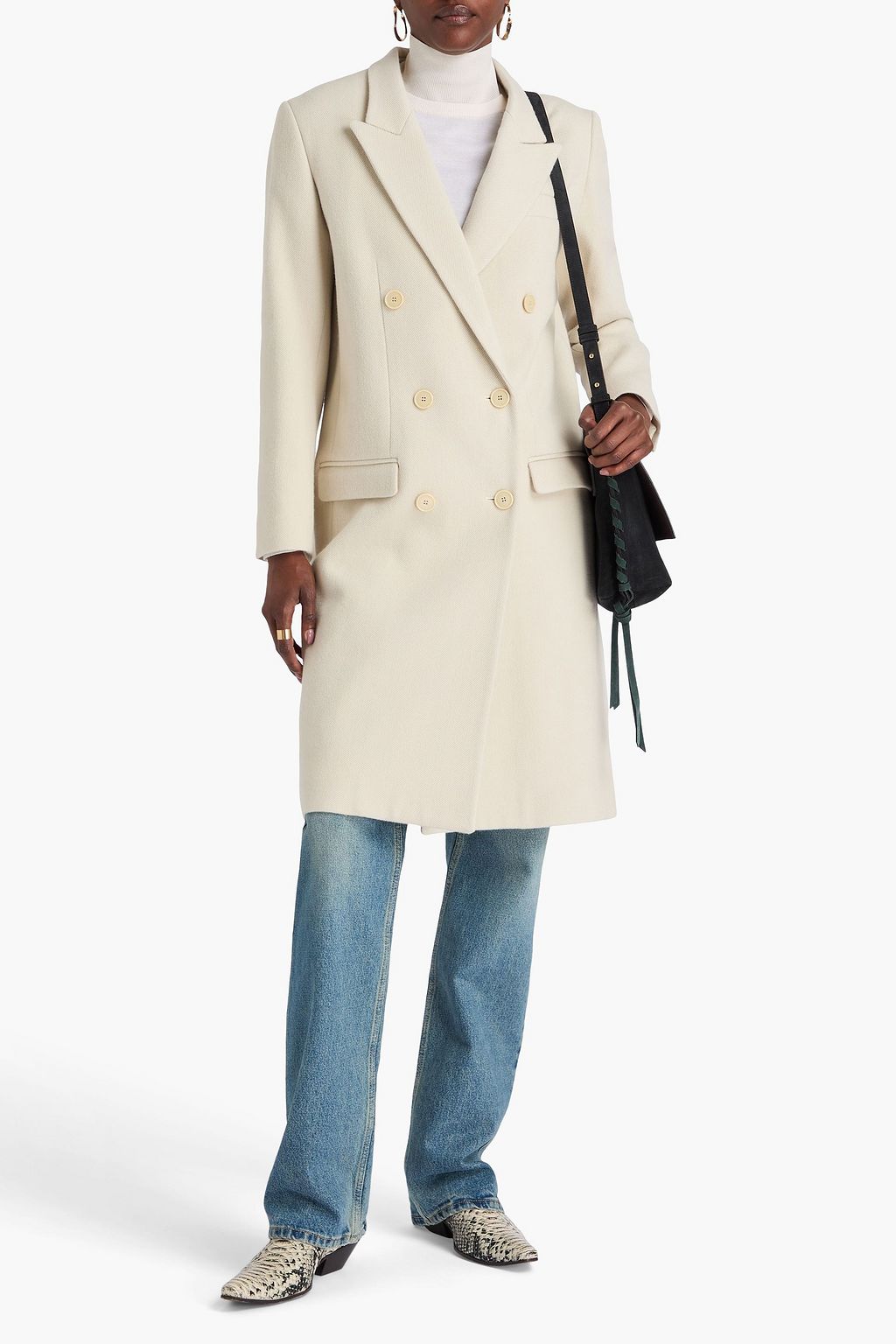 ISABEL MARANT 더블 브레스티드 울 코튼 혼방 트윌 코트