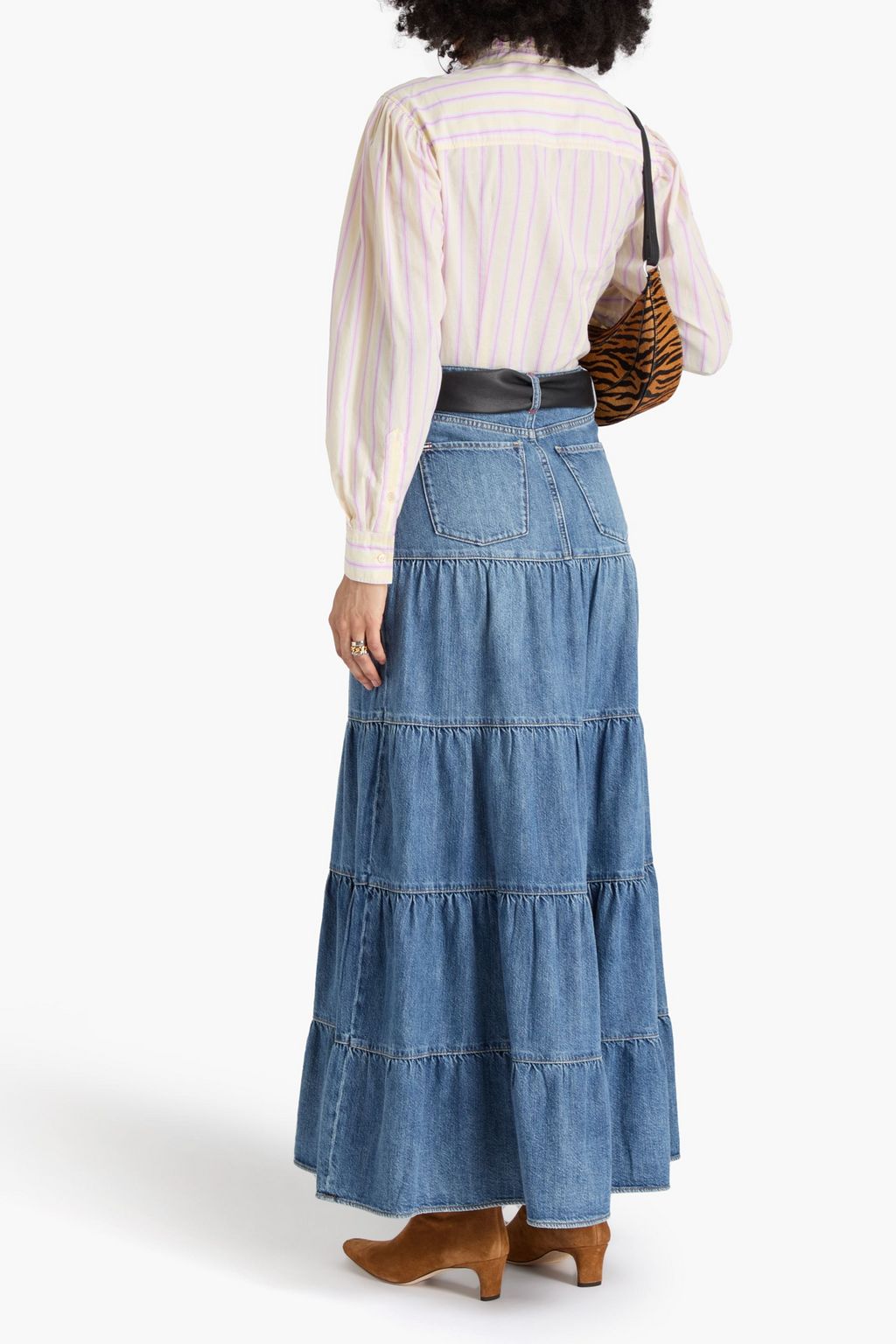 MARANT ÉTOILE コットンポプリン シャツ ラッフル付き ストライプ