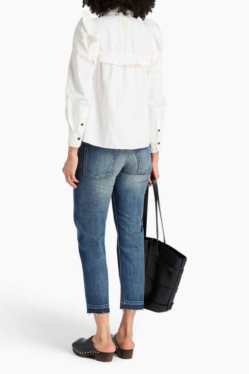 MARANT ÉTOILE デニムシャツ ラッフル付き ケミカルウォッシュ
