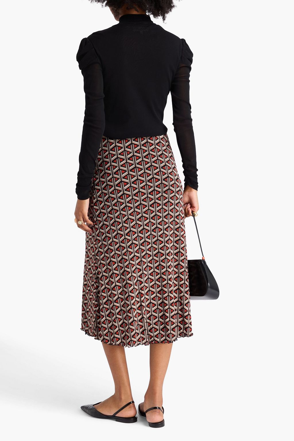 DIANE VON FURSTENBERG Darlene reversible printed mesh midi skirt