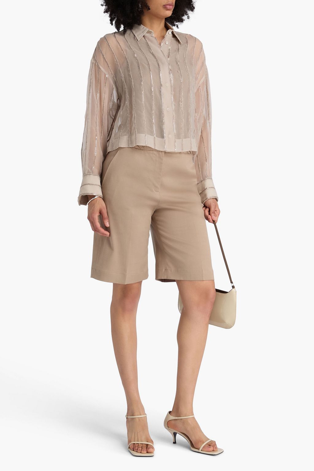 BRUNELLO CUCINELLI Sequin-embellished silk-organza shirt
