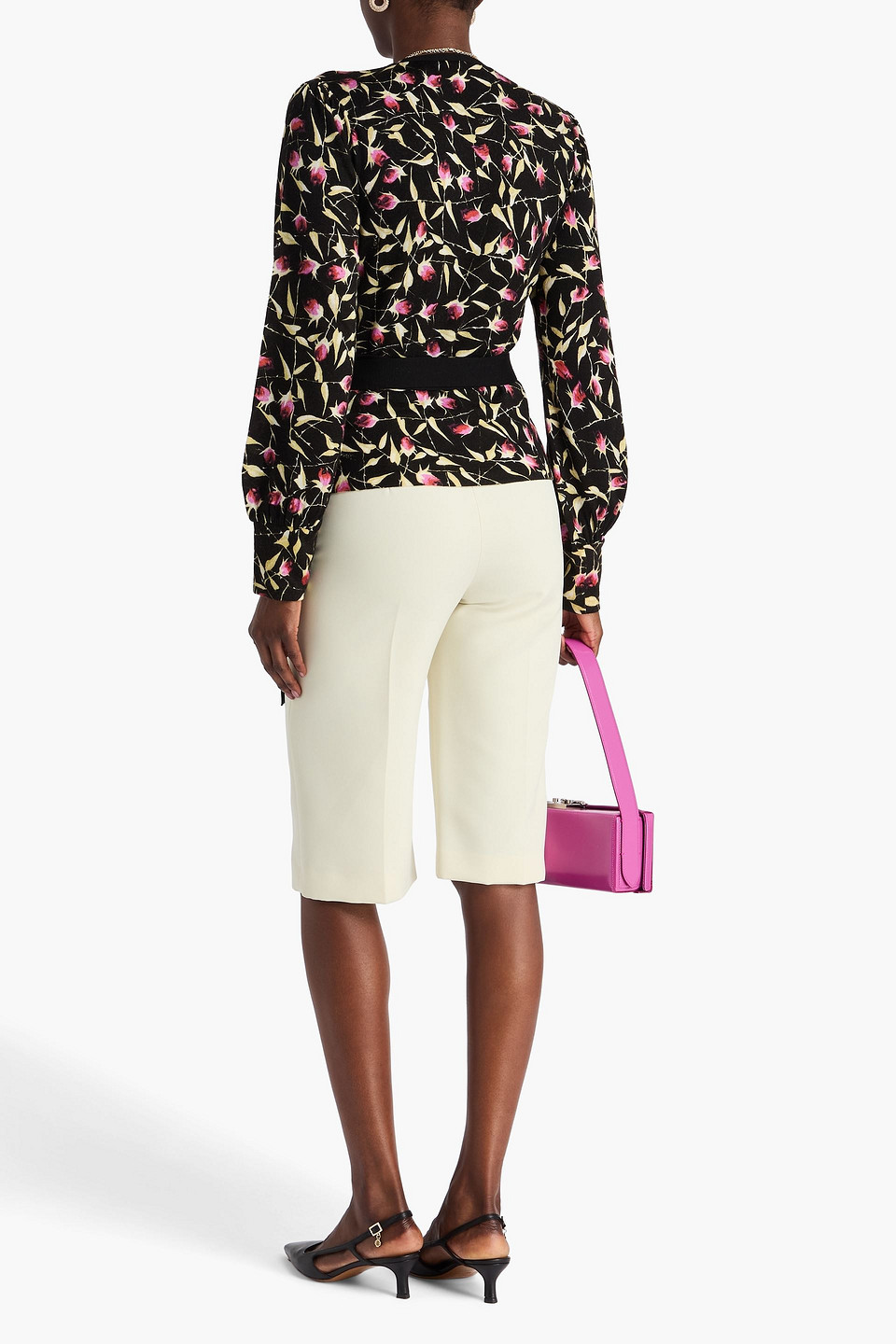  Diane Von Furstenberg - Cardigan Aus Wolle Mit Floralem Print - Schwarz - Xxs 