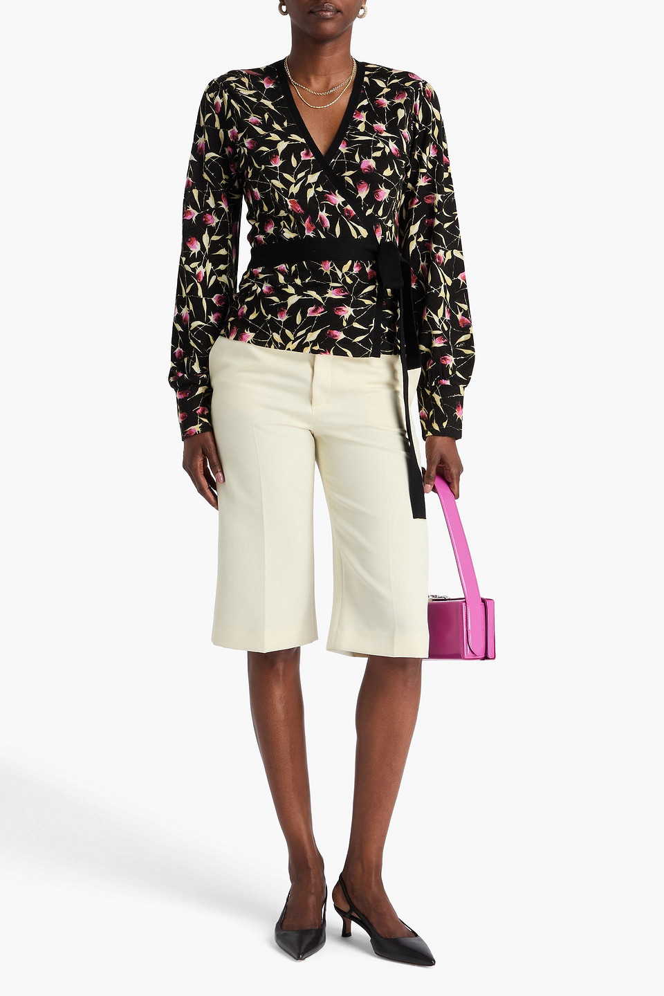  Diane Von Furstenberg - Cardigan Aus Wolle Mit Floralem Print - Schwarz - Xxs 