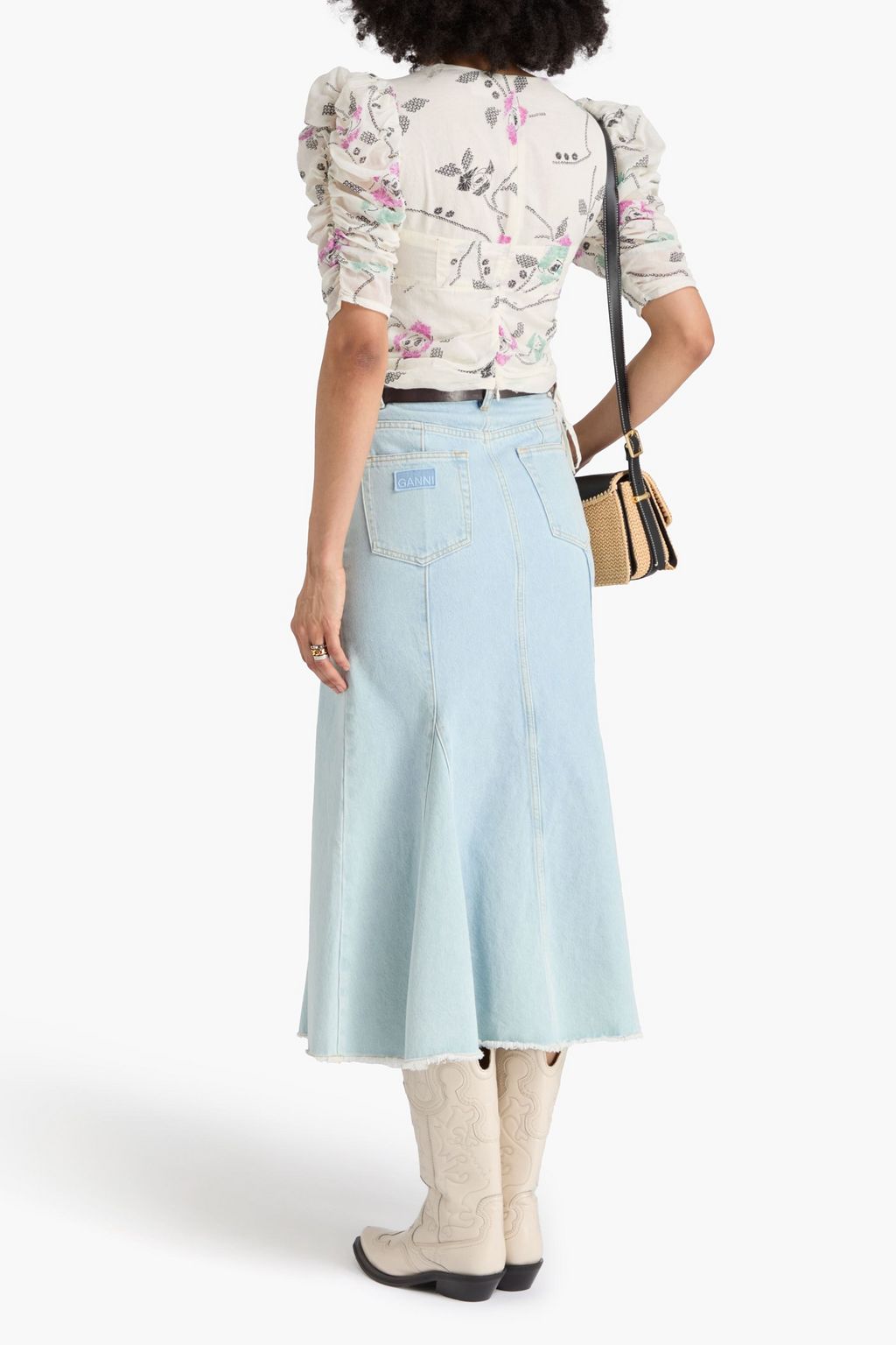 MARANT ÉTOILE Cropped Bluse „Galaor“ aus Baumwoll-Voile mit Print und Raffungen