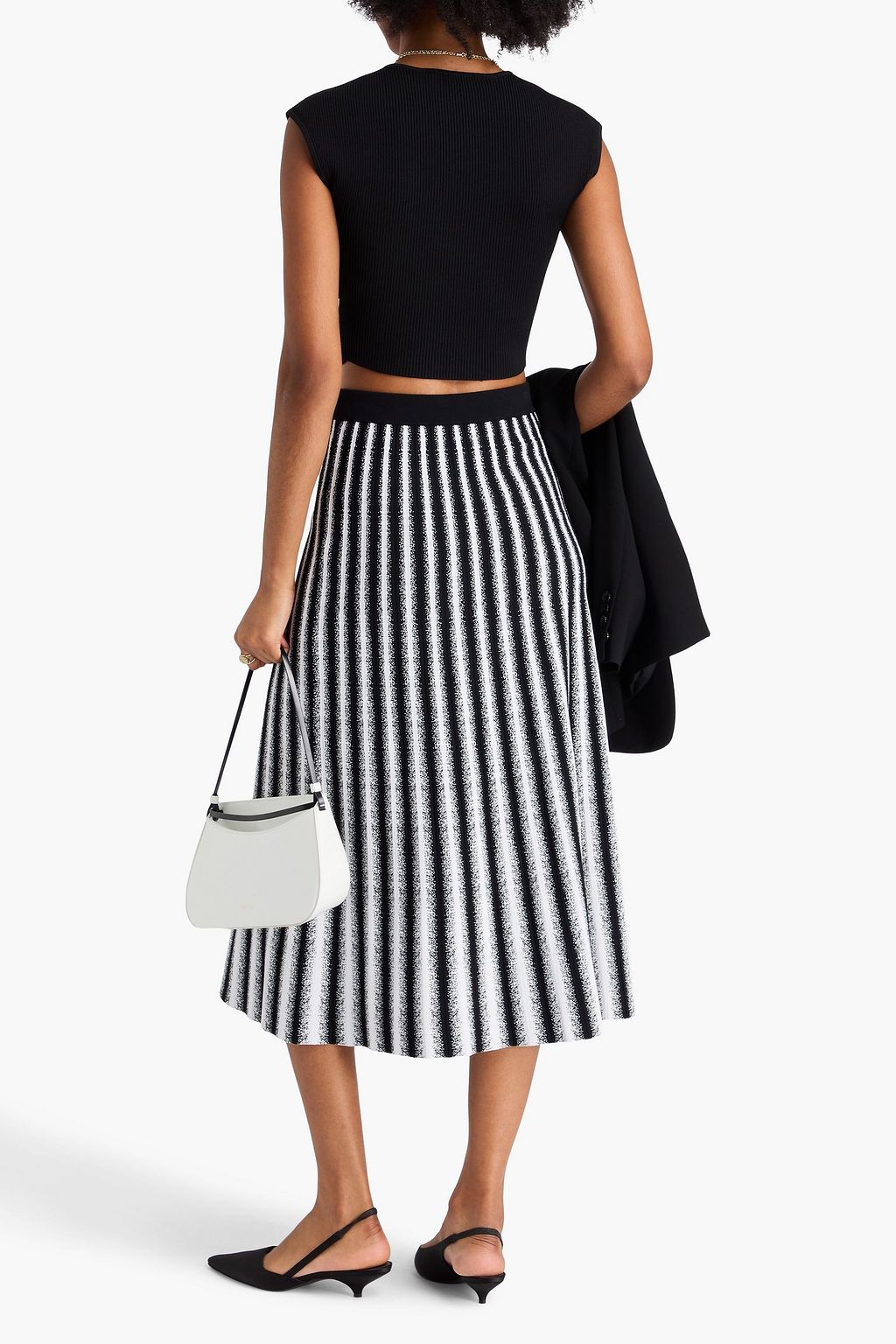 DIANE VON FURSTENBERG Soho striped stretch-knit midi skirt