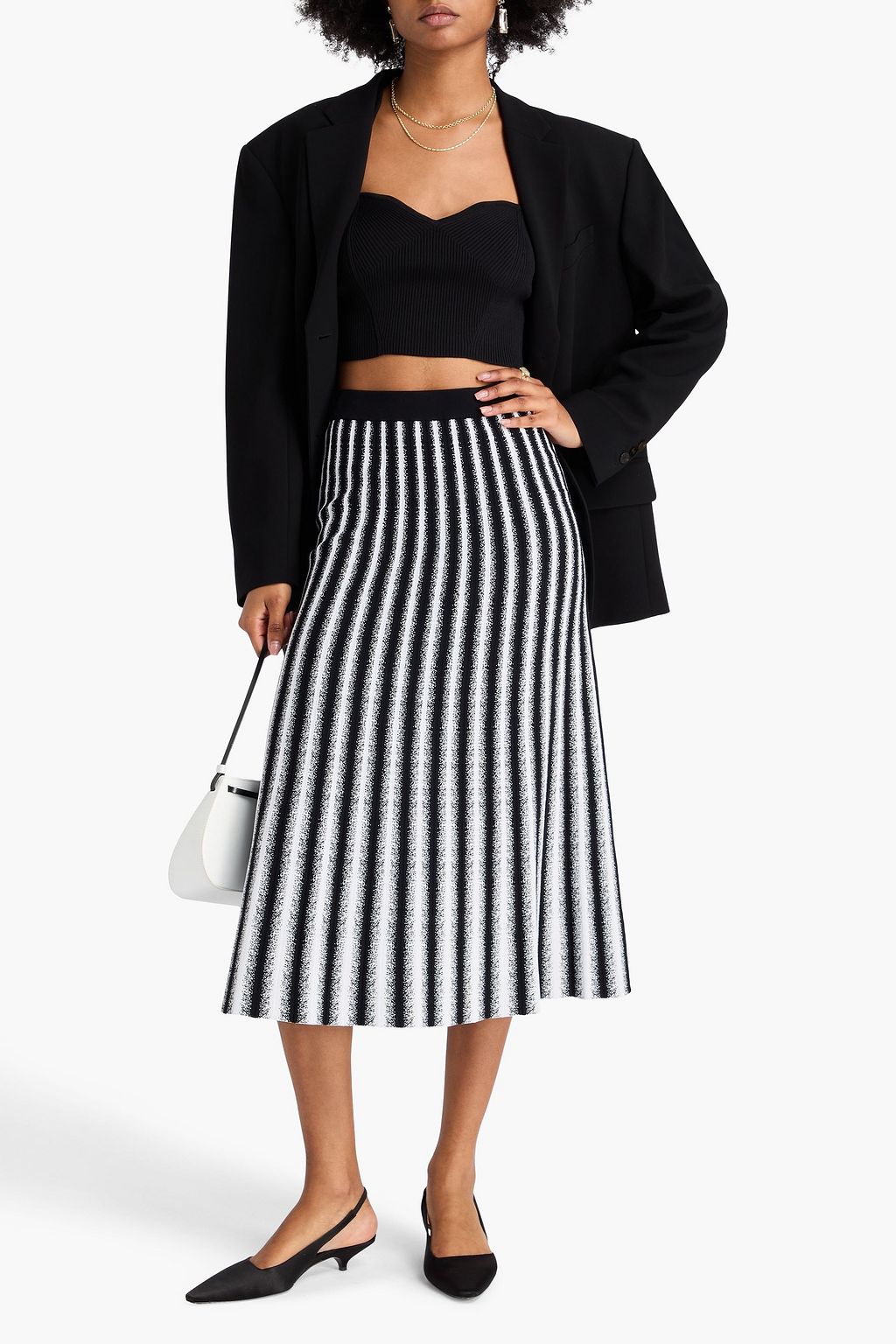 DIANE VON FURSTENBERG Soho striped stretch-knit midi skirt