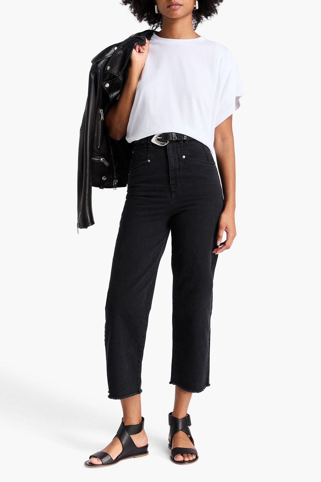 ISABEL MARANT クロップド ハイライズ ストレートレッグジーンズ
