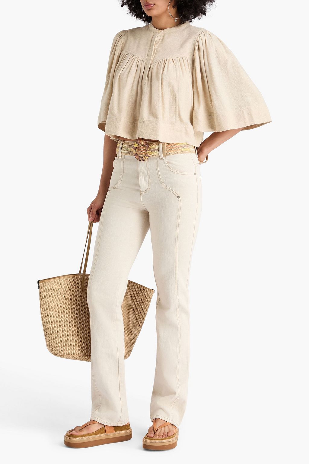 MARANT ÉTOILE Juline gathered silk-gauze top