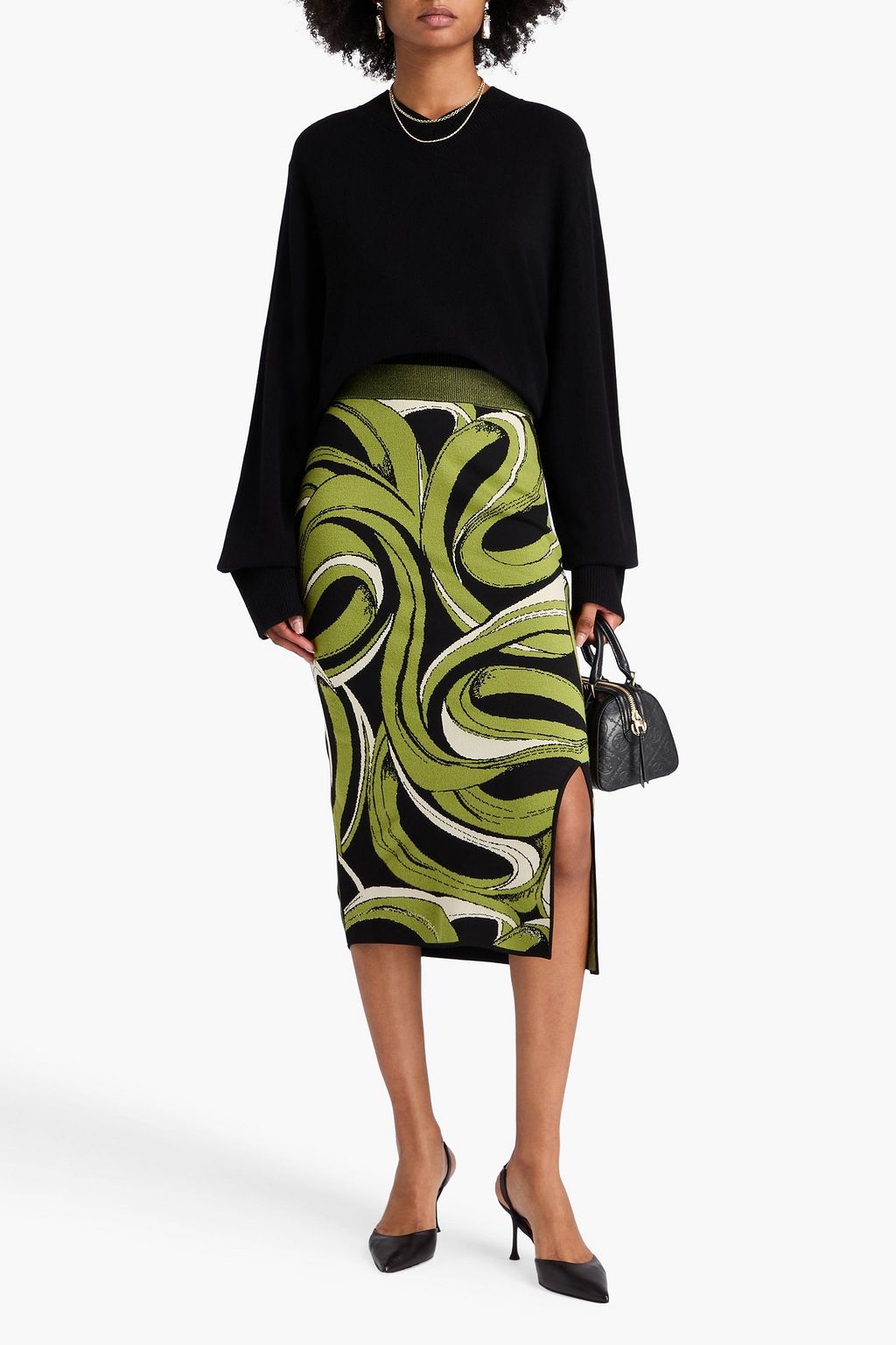 DIANE VON FURSTENBERG インターシャニット ミディペンシルスカート