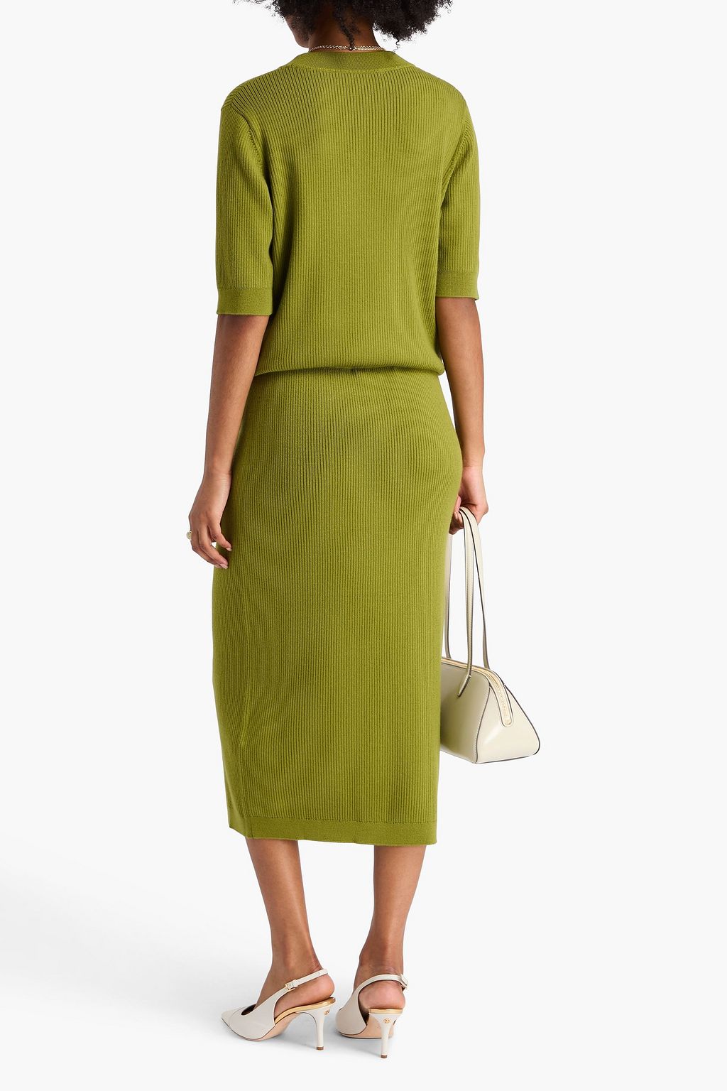 DIANE VON FURSTENBERG リブ編みニット ミディペンシルスカート