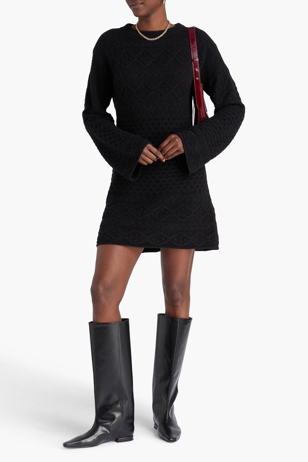 LOULOU STUDIO Minikleid „Pelagia“ aus einer Wollmischung mit Zopfstrickmuster