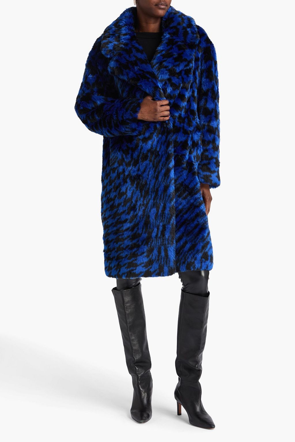 DIANE VON FURSTENBERG معطف "أروين" لامع بنقشة هاوندز توث