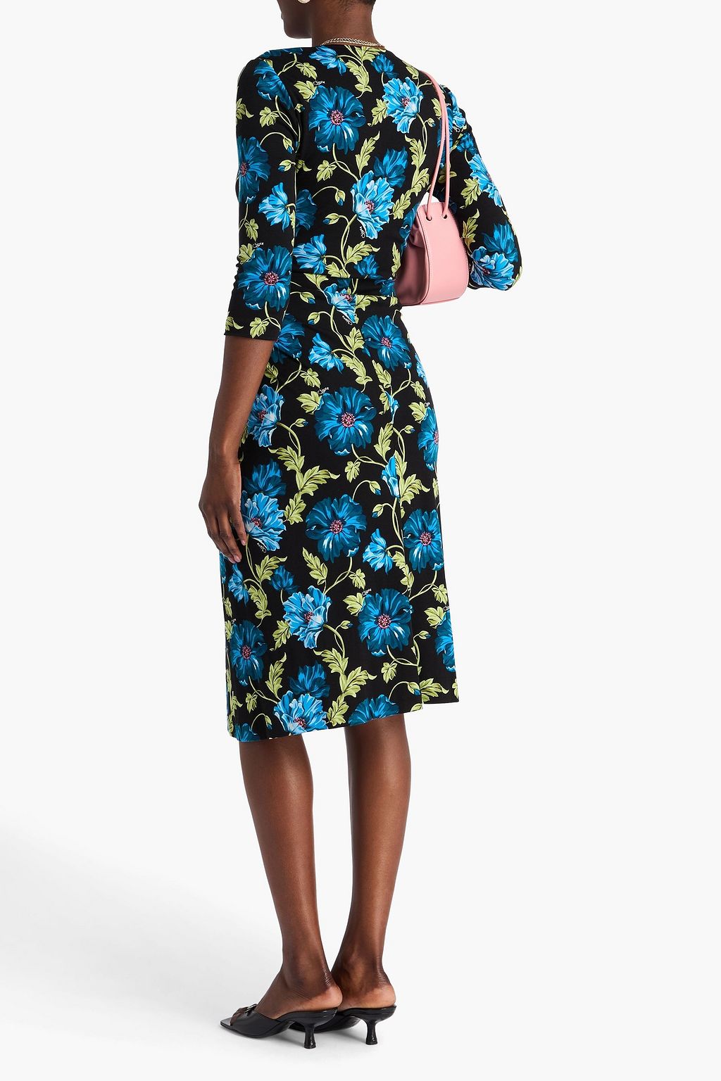 DIANE VON FURSTENBERG Borris Midikleid aus Jersey aus einer Lyocell-Wollmischung mit floralem Print und Twist-Detail