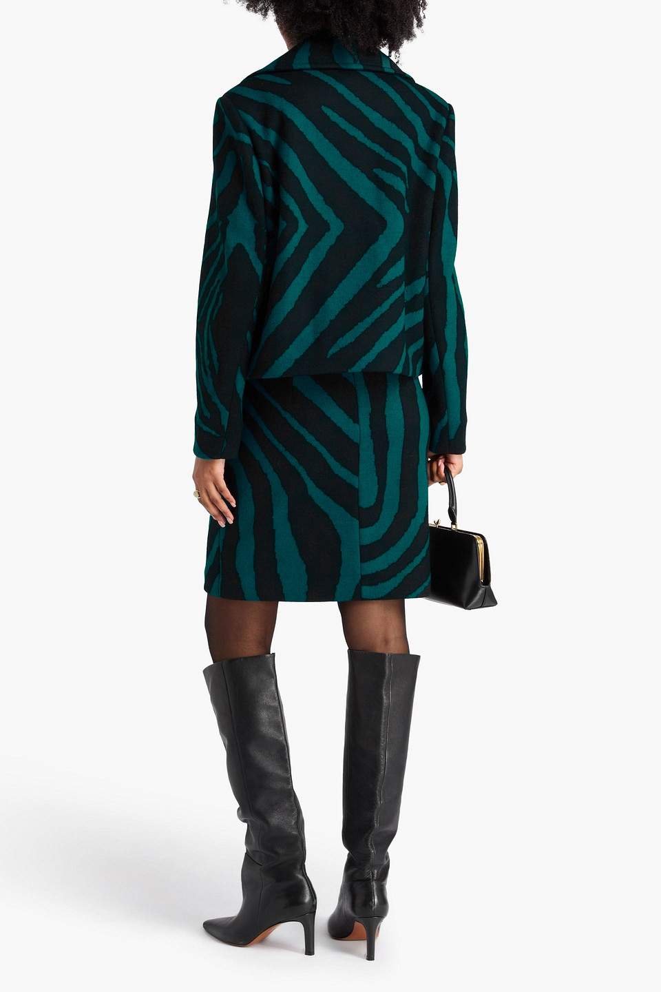  Diane Von Furstenberg - Mantel „yilia“ Aus Jacquard-strick Aus Einer Wollmischung Mit Tigerprint - Grün - M 