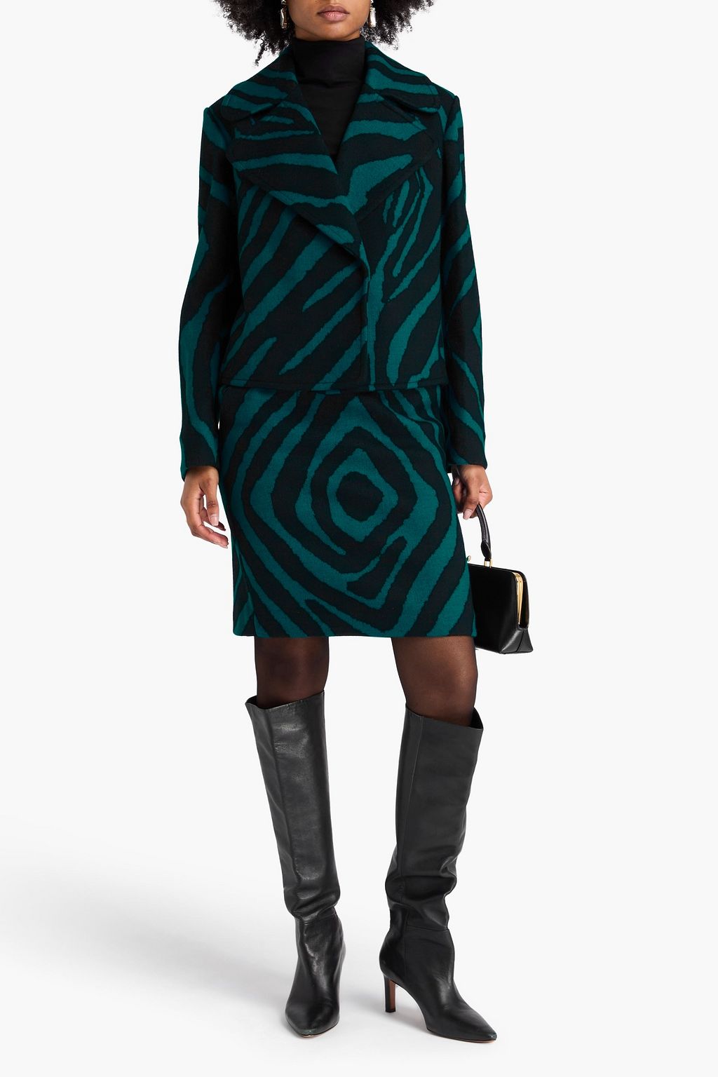 DIANE VON FURSTENBERG Yilia tiger-print jacquard-knit wool-blend coat