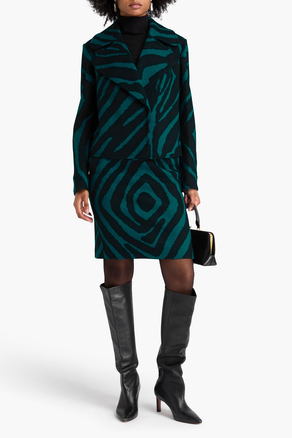  Diane Von Furstenberg - Mantel „yilia“ Aus Jacquard-strick Aus Einer Wollmischung Mit Tigerprint - Grün - M 
