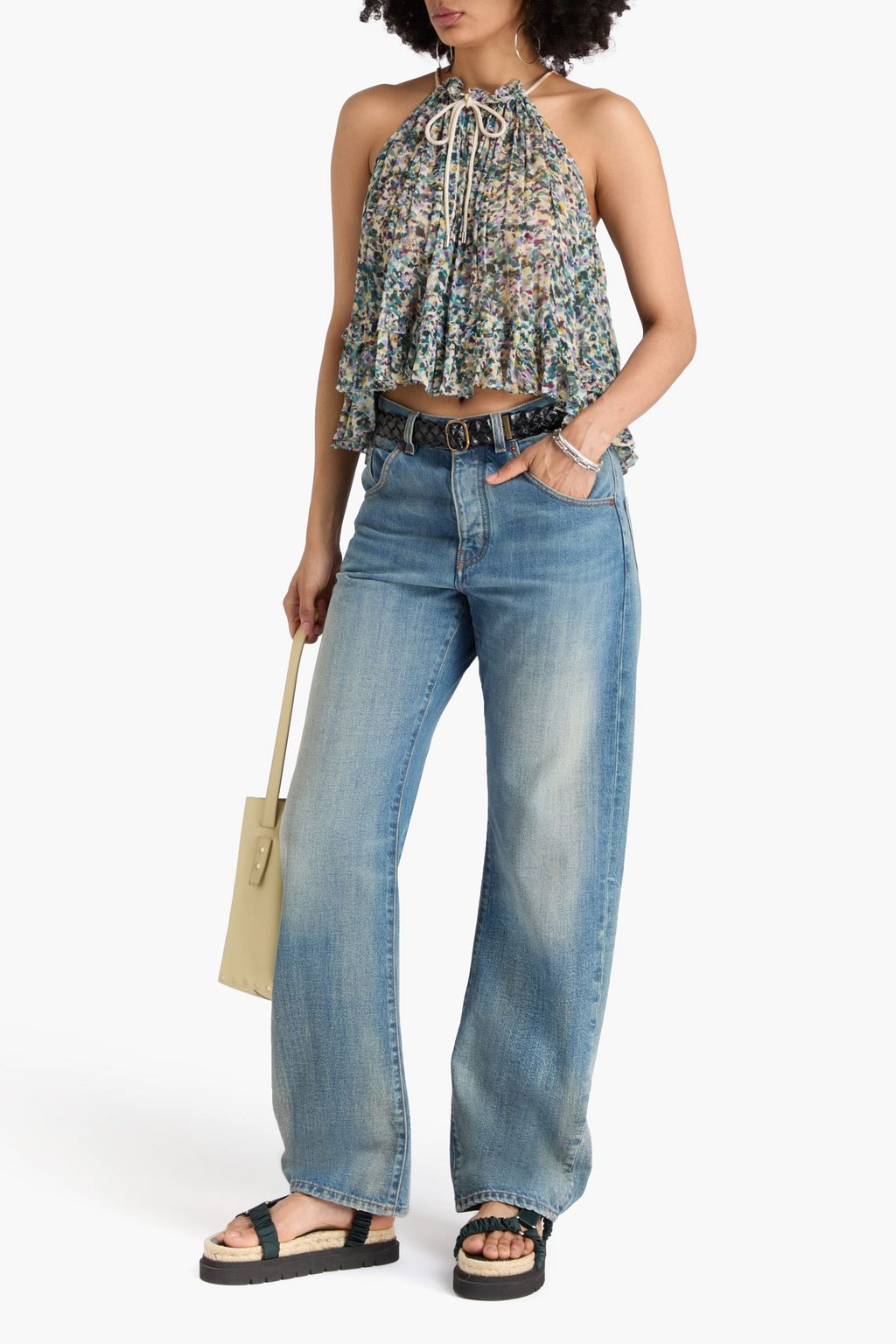 MARANT ÉTOILE シフォン トップス ラッフル付き プリント入り