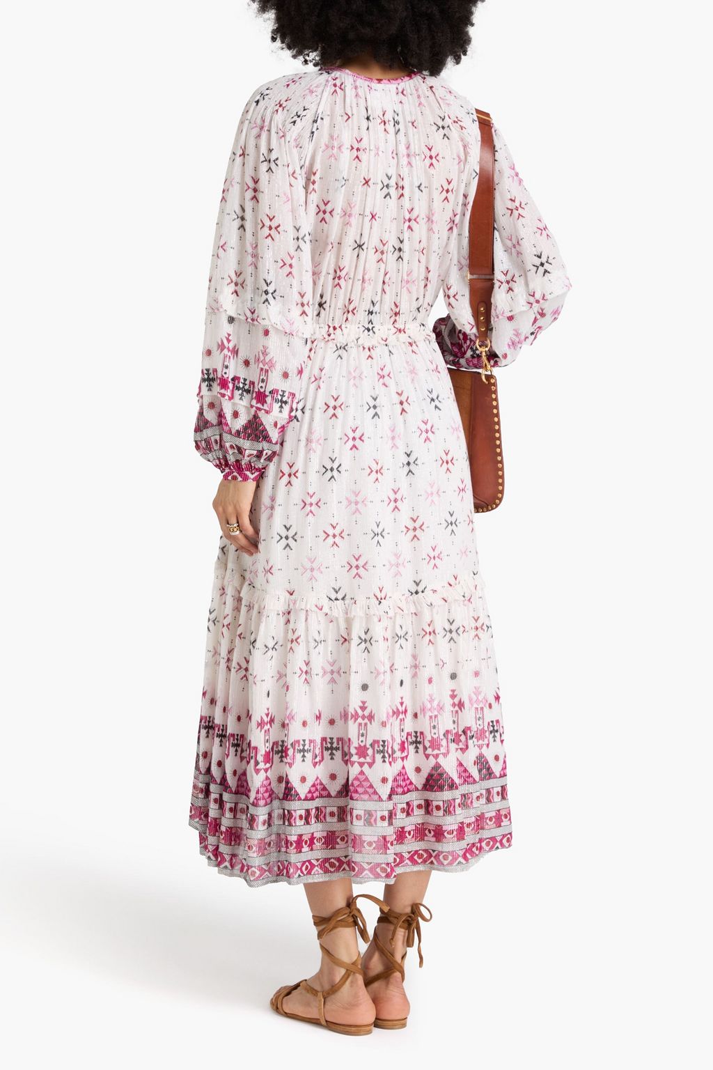 MARANT ÉTOILE Midikleid „Fratela“ aus Voile aus einer Baumwollmischung mit Print und Metallic-Effekt