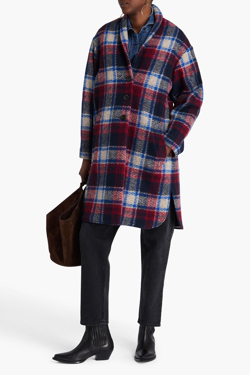 MARANT ÉTOILE 체크 펠트 코트