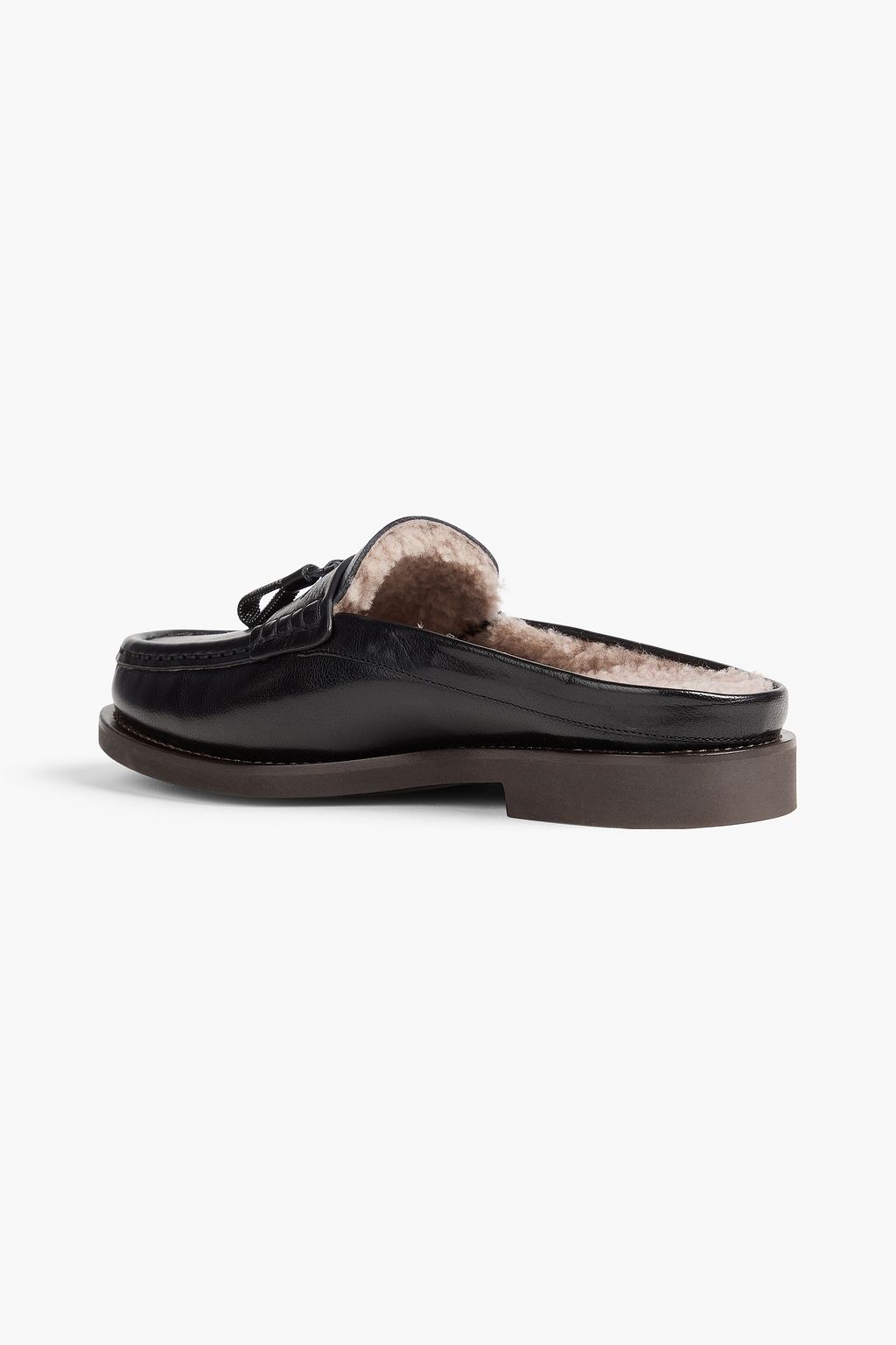 BRUNELLO CUCINELLI Slippers aus Leder mit Zierperlen
