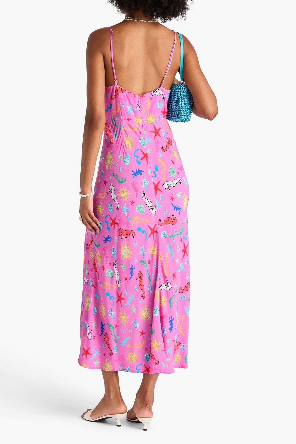 RIXO Bedrucktes Midikleid aus Crêpe