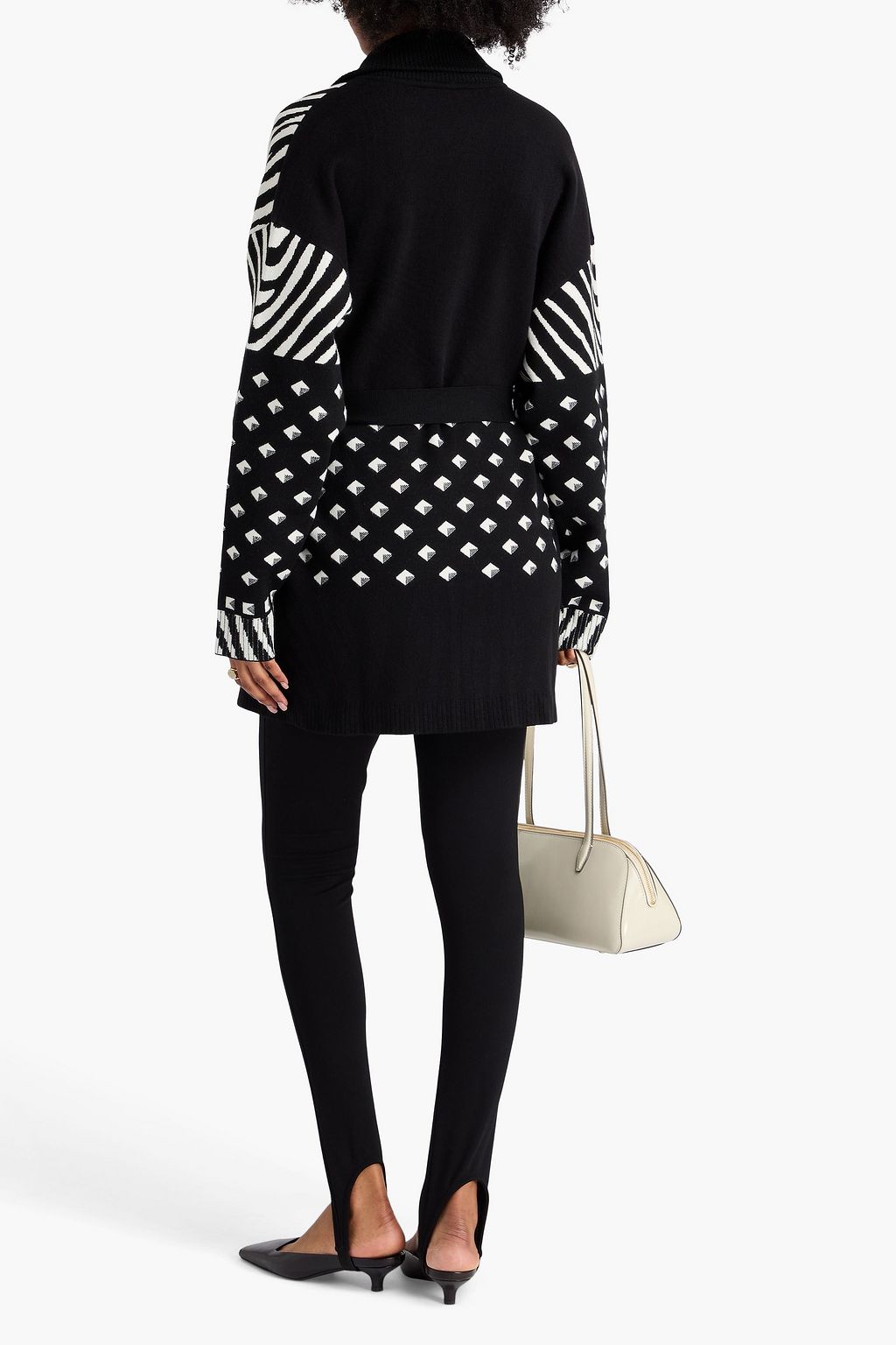 DIANE VON FURSTENBERG Lee belted jacquard-knit cardigan