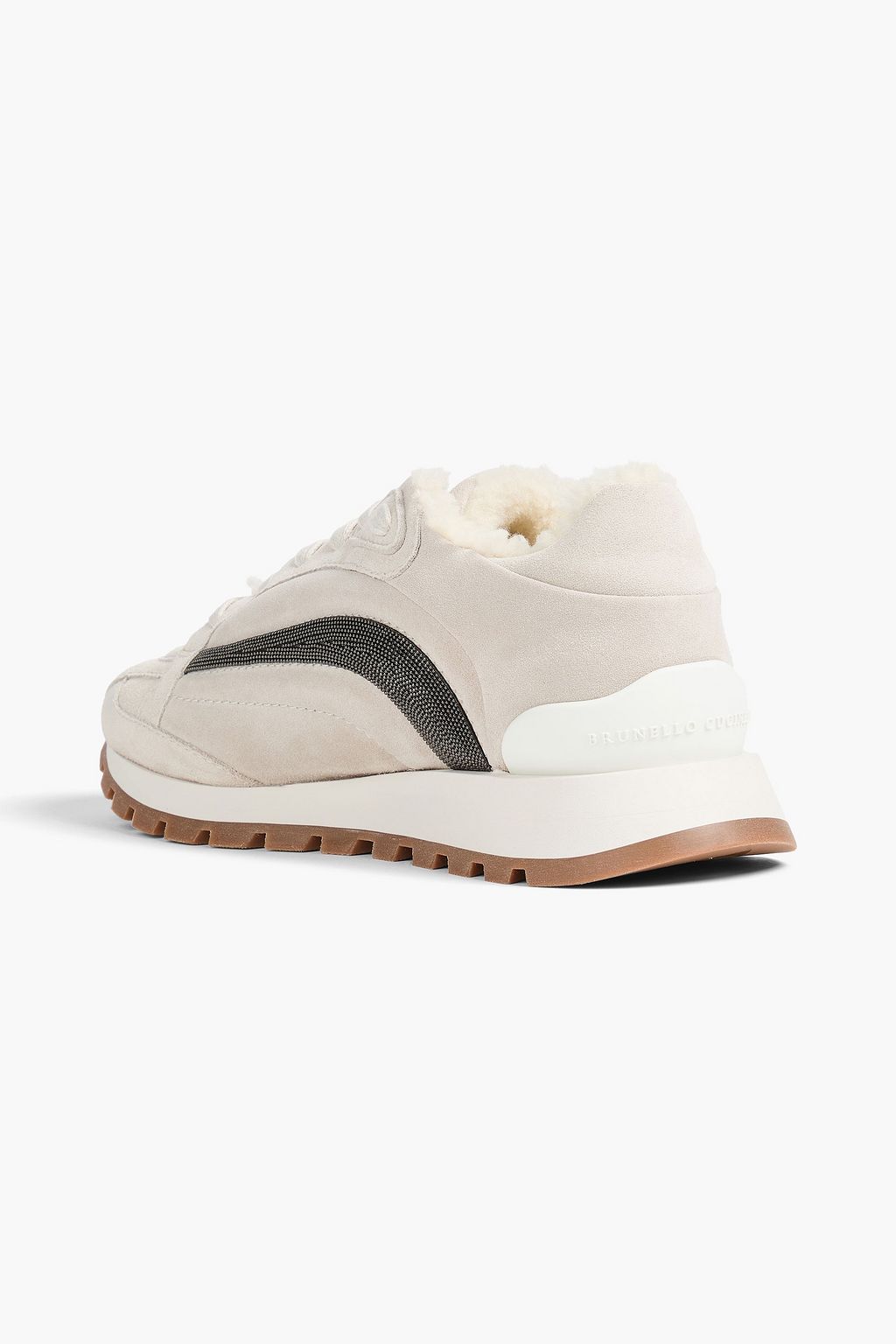 BRUNELLO CUCINELLI Bead-embellished suede sneakers
