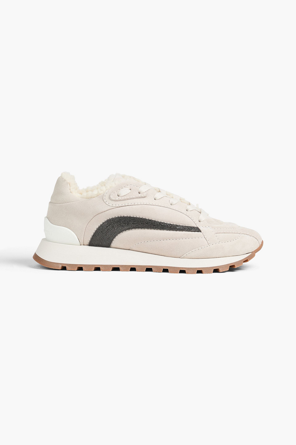 Brunello Cucinelli Bead-embellished Suede Sneakers