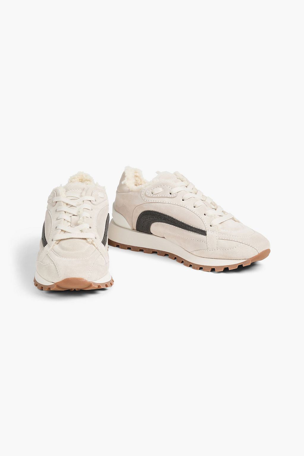 BRUNELLO CUCINELLI Bead-embellished suede sneakers