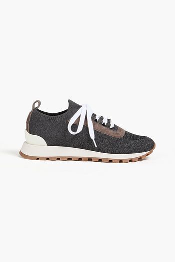 BRUNELLO CUCINELLI ニット スニーカー スエードトリム メタリック