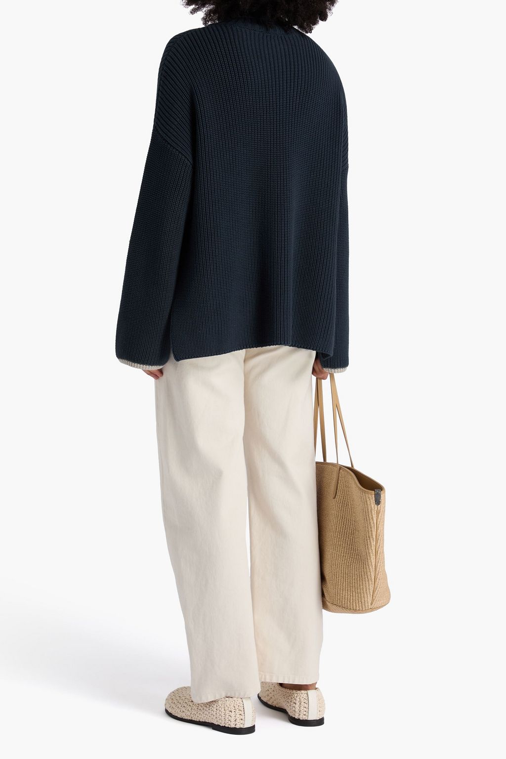 BRUNELLO CUCINELLI Bead-embellished cotton turtleneck sweater