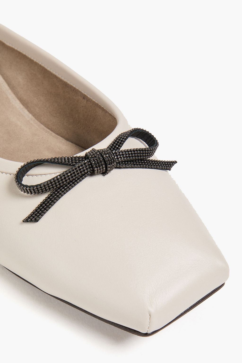 BRUNELLO CUCINELLI Bow-detailed leather slippers
