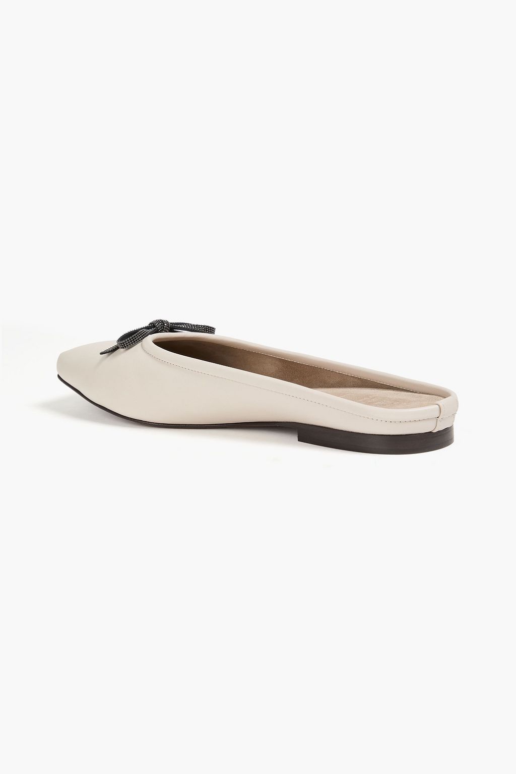 BRUNELLO CUCINELLI Bow-detailed leather slippers