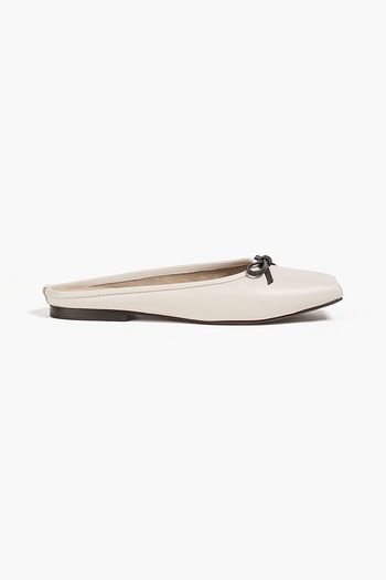 BRUNELLO CUCINELLI レザー バックレスシューズ リボン付き