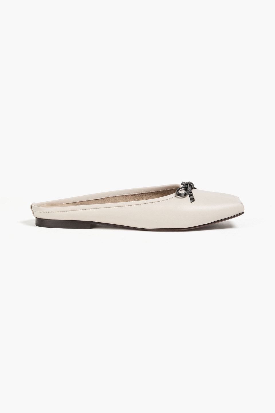 Brunello Cucinelli Bow-detailed Leather Slippers