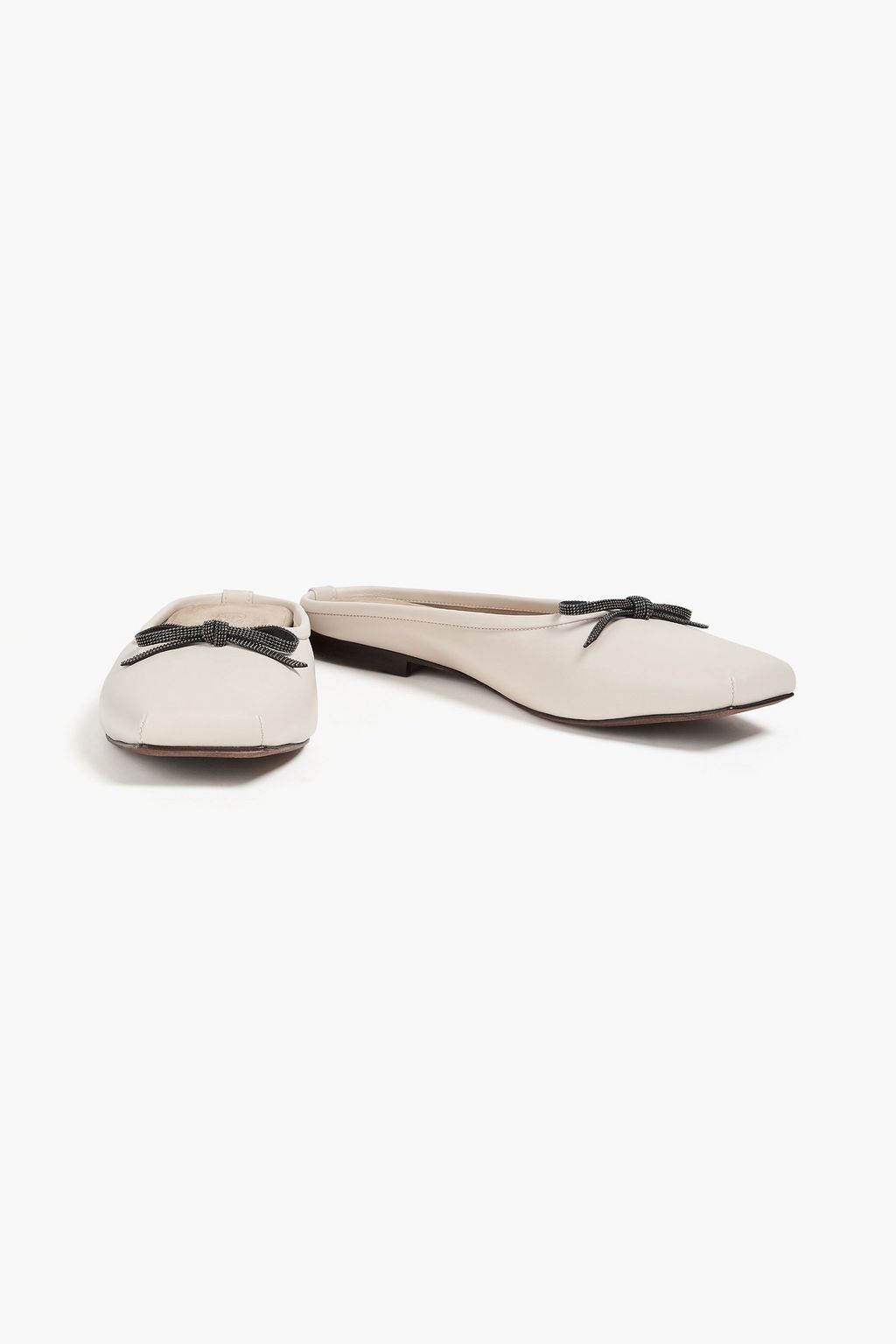 BRUNELLO CUCINELLI Bow-detailed leather slippers