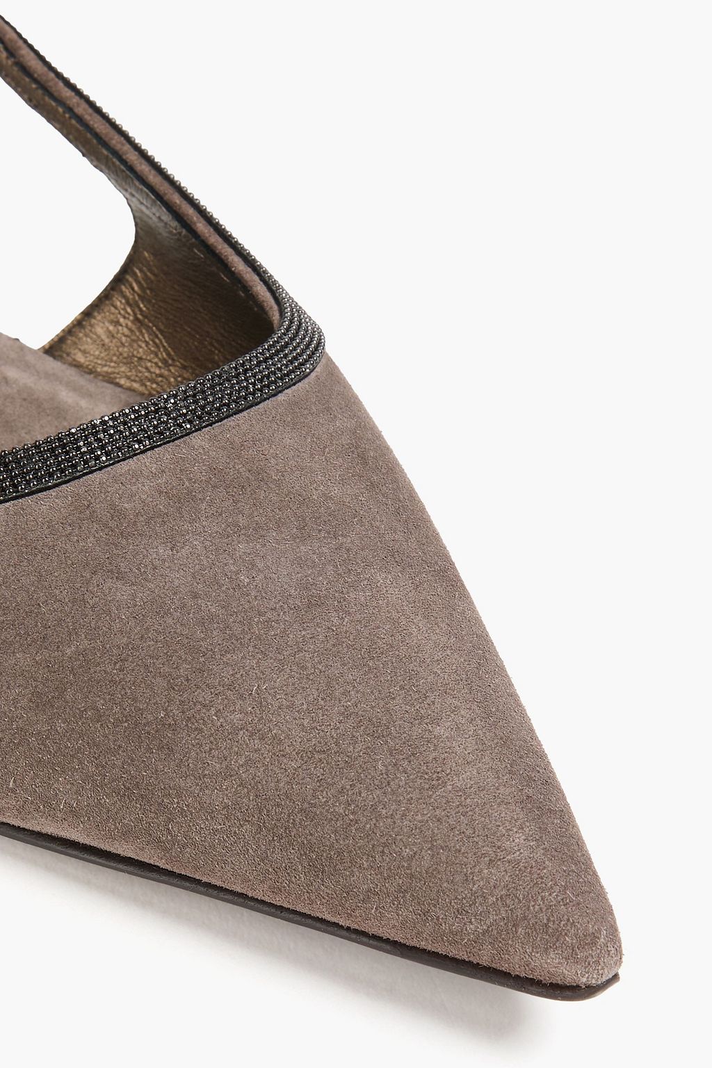 BRUNELLO CUCINELLI Bead-embellished suede point-toe flats