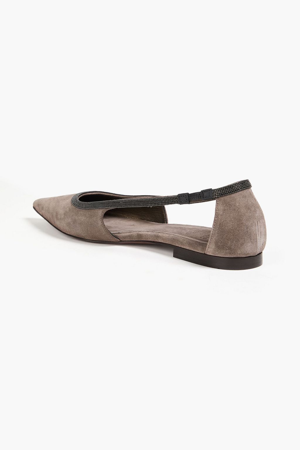 BRUNELLO CUCINELLI Bead-embellished suede point-toe flats