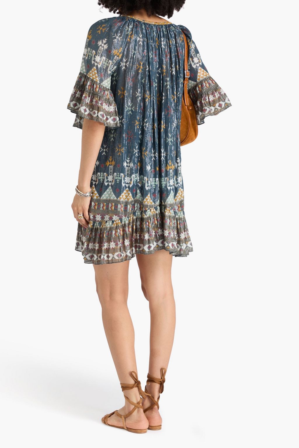 MARANT ÉTOILE コットン混ガーゼ ミニワンピース メタリック プリント入り